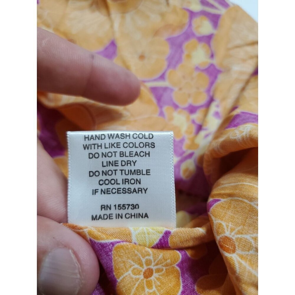 Rose & Olive Top Womens Size M Orange Short Sleeve Floral Boho Button NWT - Picture 6 of 10
